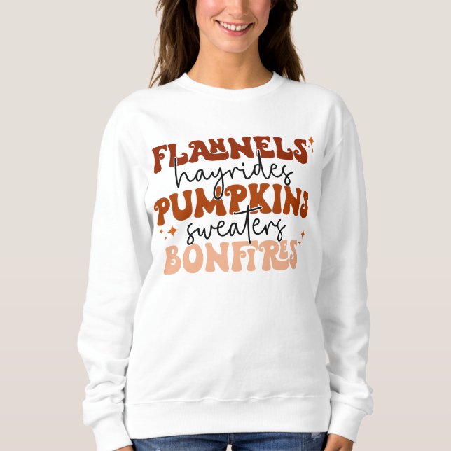 Moletom Flannels Hayrides Pumpkins Sweater Bonfire Fall (Frente)