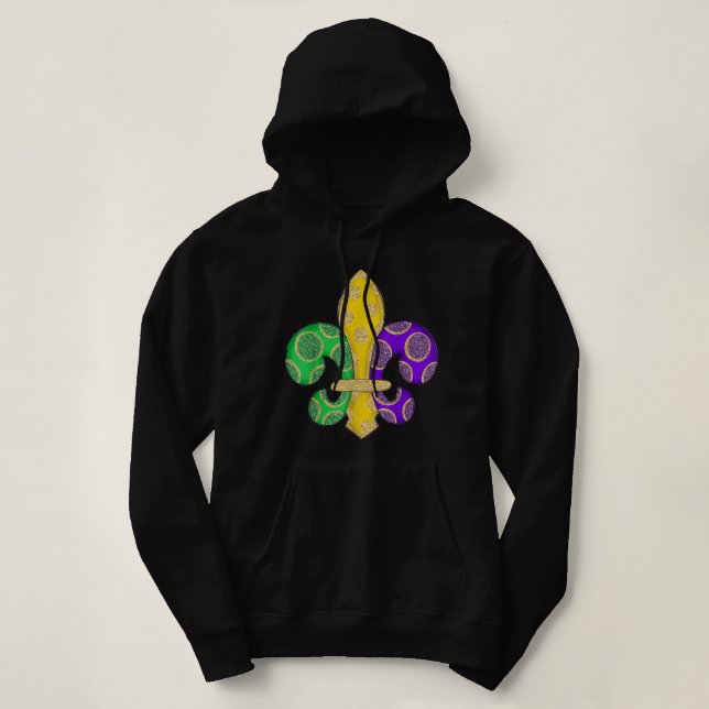 Moletom Fleur De Lis Shirt Gliter Efeito Mardi Gras (Frente do Design)