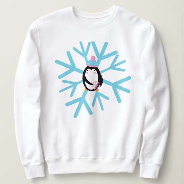 Moletom Floco de Neve de Pinguim Adorável Natal Inverno (Frente do Design)