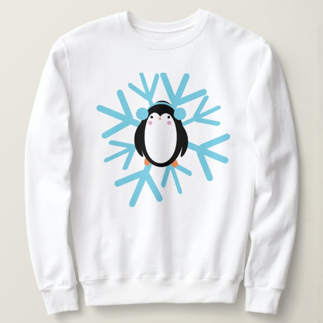 Moletom Floco de neve de pinguim bonito no inverno (Frente do Design)
