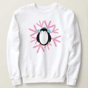 Moletom Floco de neve de pinguim bonito no inverno