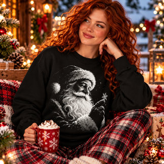Moletom Floco de Neve Papai Noel Preto Branco Natal Portra