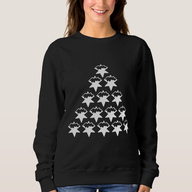 Moletom Flocos de neve brancos de árvore de Natal bonitos (Frente)