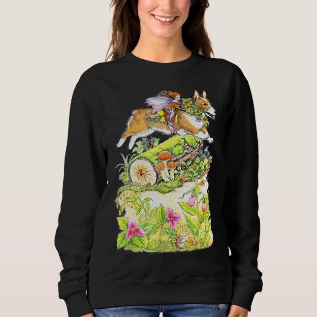 Moletom Flor Com Cães Galeses Corgi (Frente)