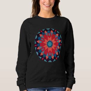 Moletom Flor da Paz Mandala Padrão Floral Azul Vermelho