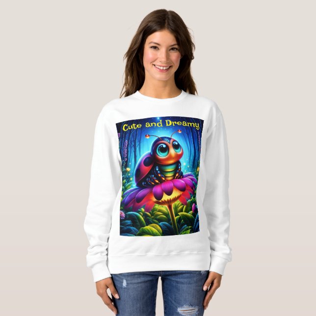 Moletom Flor de fantasia brilhante de Ladybug encantada (Frente Completa)