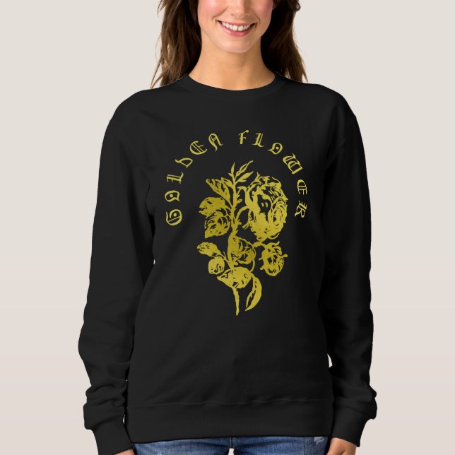 Moletom Flor Dourada – Design Luxuoso no Estilo Bordado (Frente)
