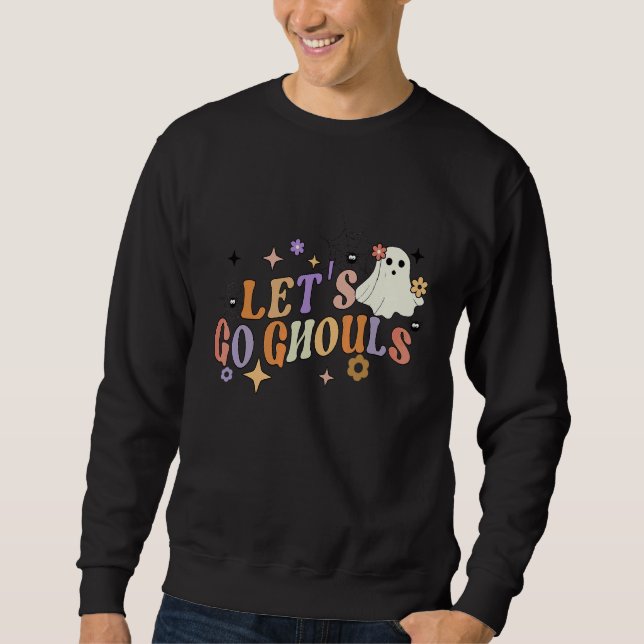 Moletom Flor Groovy Fantasmas de Halloween Fantasma Fofo A (Frente)