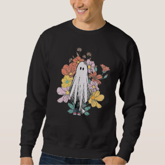 Moletom Flor Retrô de Halloween Fantasma Floral Temporada 