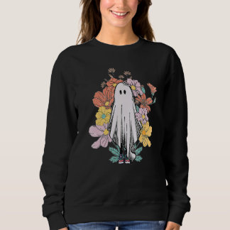 Moletom Flor Retrô de Halloween Fantasma Floral Temporada 