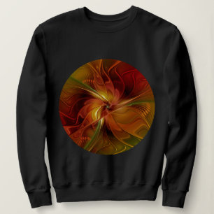 Moletom Flor verde-laranja-abstrato Vermelho Castanho-Cast