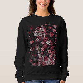 Moletom Floral Cat of Love – Romantic Pink Botanical Kitty