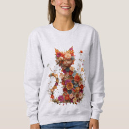 Moletom Floral Cat Sweatshirt | Cozy Aesthetic Cat Lover