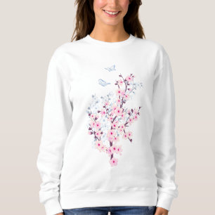 Moletom Floral Cereja Flor Cor-de-Rosa Azul