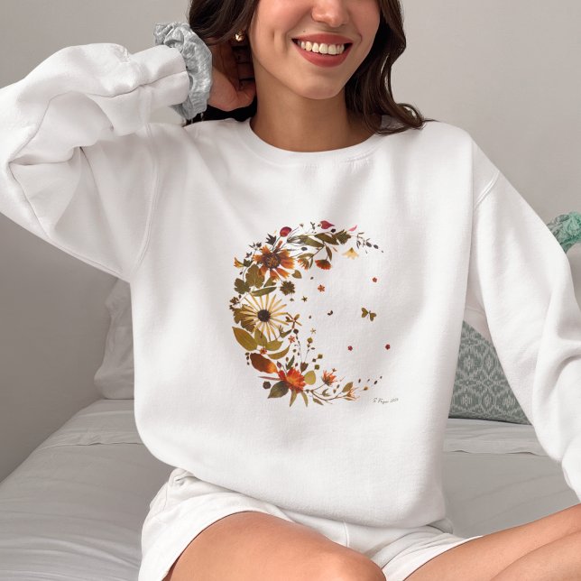 Moletom Floral Crescent Moon l Pressed Flower Artwork  (Criador carregado)
