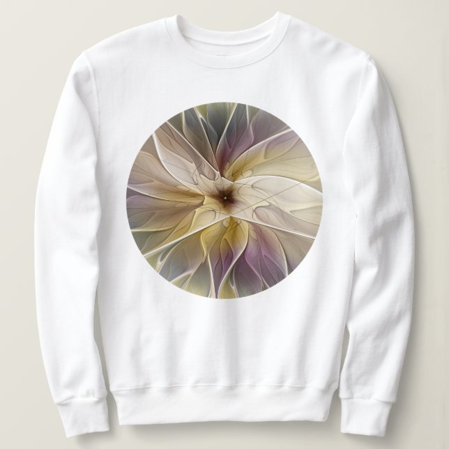 Moletom Floral Fantasy Dourada Eggplant Abstrato Art Fract (Frente do Design)