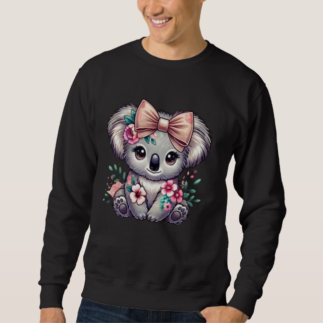 Moletom Floral Koala Bear Flower Bow Cute Koala Lover Wome (Frente)