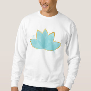 Moletom Floral Lotus Watercolor Seafoam Azul e Faux Dourad
