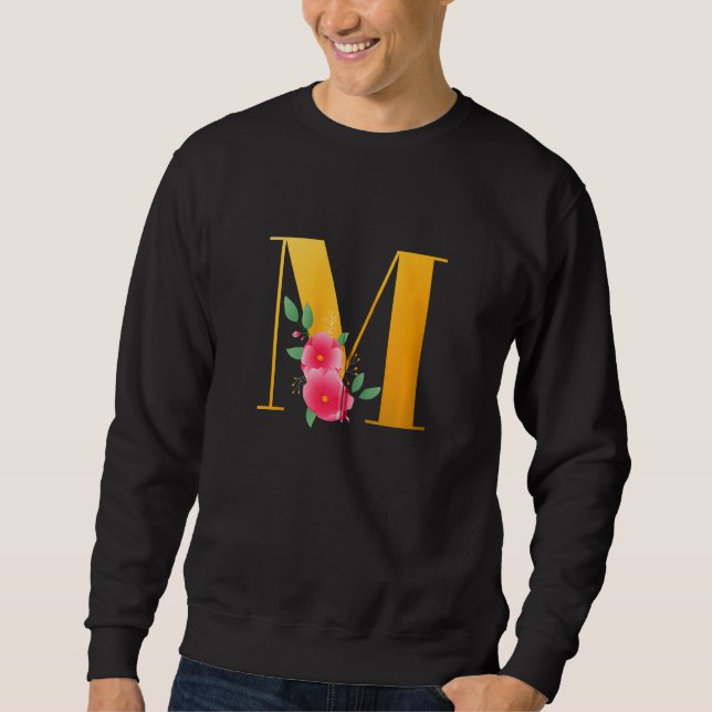 Moletom Floral M Alphabet Cute Monograma Inicial Letra M G (Frente)