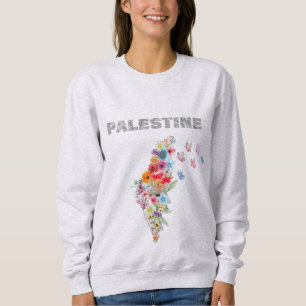 Moletom Floral Palestine Map Design Pro Palestina