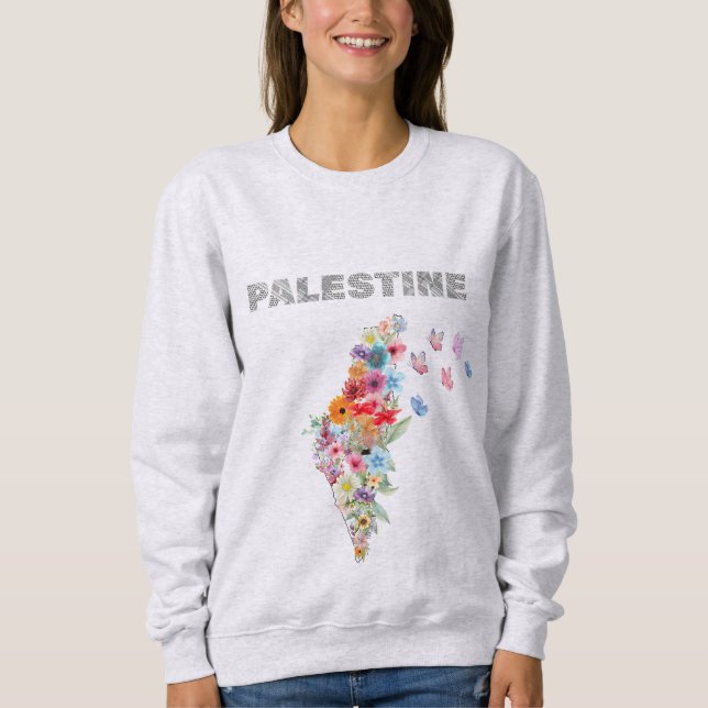 Moletom Floral Palestine Map Design | Pro Palestina (Frente)