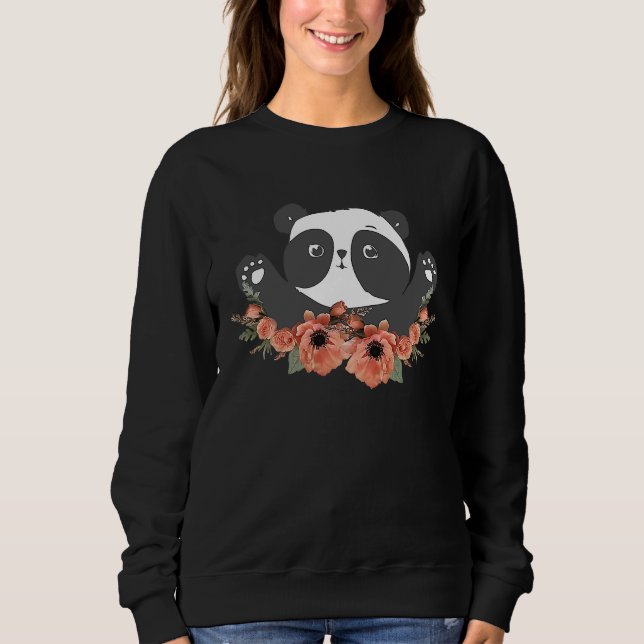 Moletom Floral Panda Lover, Zoo Animal Lovers, Funny Bear  (Frente)