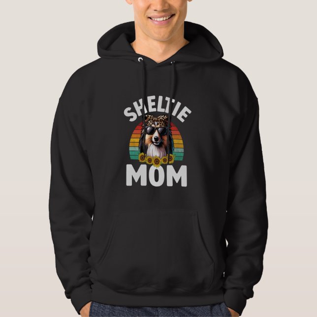 Moletom Floral Shetland Sheepdog Mama Retro Sheltie Mãe Mo (Frente)