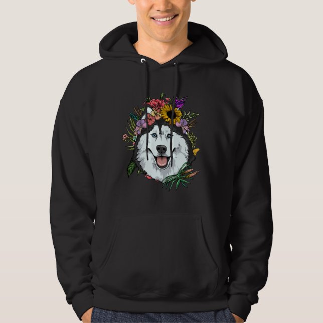 Moletom Floral Siberian Husky Dog Primavera Nature Siberia (Frente)