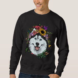 Moletom Floral Siberian Husky Dog Primavera Nature Siberia