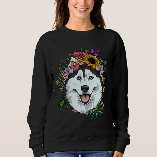 Moletom Floral Siberian Husky Dog Primavera Nature Siberia (Frente)