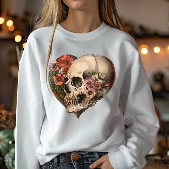 Moletom Floral Skull Heart Design (Criador carregado)