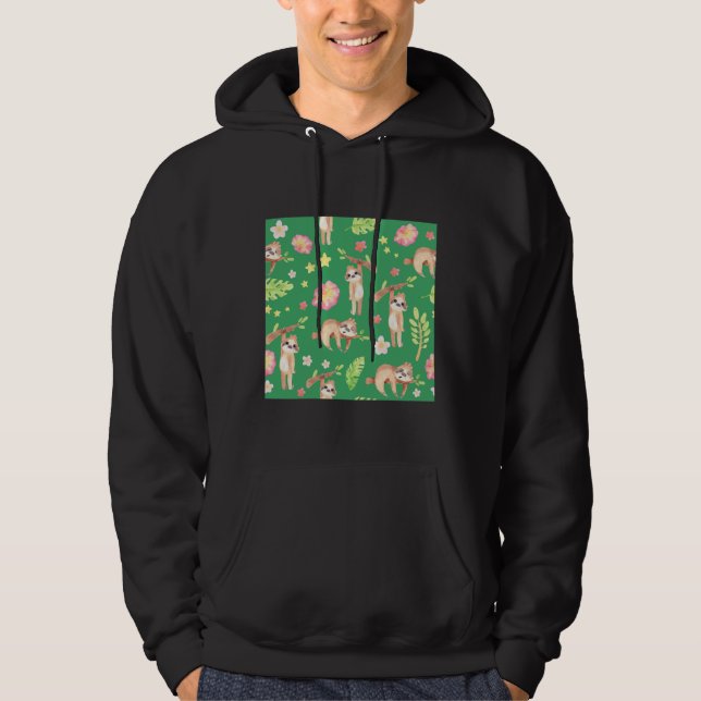 Moletom Floral Sloth Em Verde (Frente)