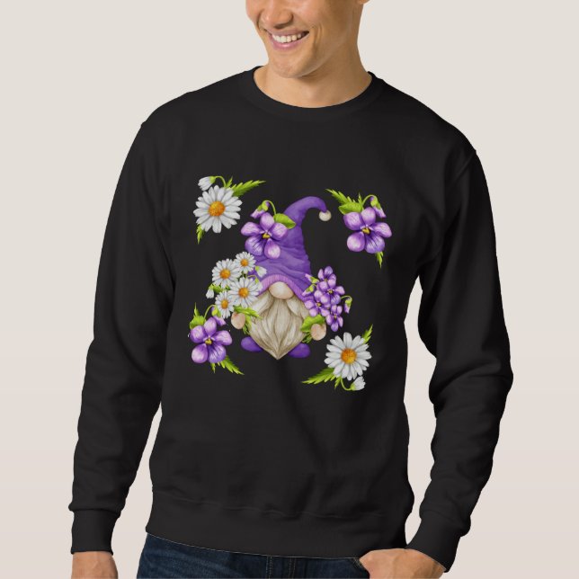 Moletom Floral Sommer Graphic For Women Purple Gnome Daisy (Frente)