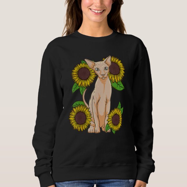 Moletom Floral Sunflower Sphynx Cat Lover (Frente)