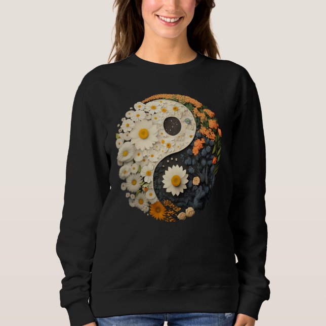 Moletom Floral Taoism Yin Yang Symbol on Flower Taijitu Yi (Frente)