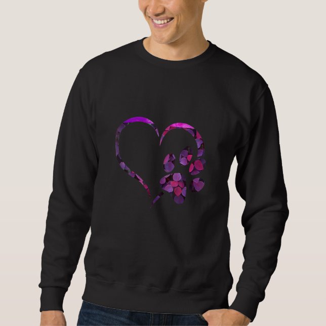 Moletom Floral Violet Purple Dog Cat Paw Print Heart Puppy (Frente)