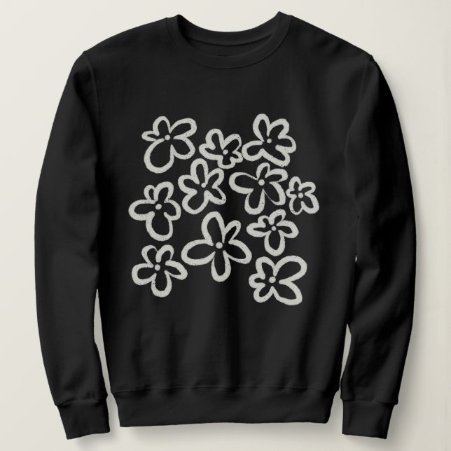 Moletom Flores brancas em preto (Frente do Design)