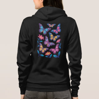 Moletom Flores de Neon com Seis Borboletas Brilhantes