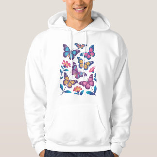Moletom Flores de Neon com Seis Borboletas Brilhantes