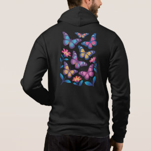 Moletom Flores de Neon com Seis Borboletas Brilhantes