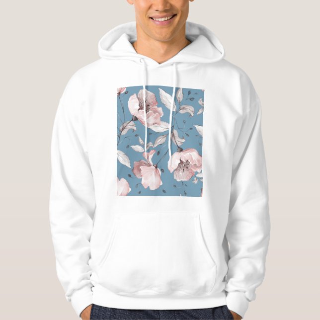 Moletom Flores de primavera, folhas, design sem costura (Frente)