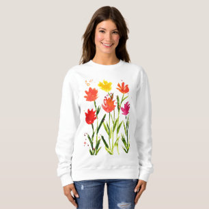 Moletom Flores Laranja Aquarelas Flores Selvagens Natureza