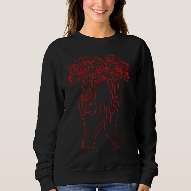 Moletom Flores Nas Mãos Rosa Vermelho (Frente)
