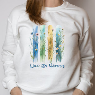 Moletom Flores Silvestres Personalizadas Pincelada Azul Ve