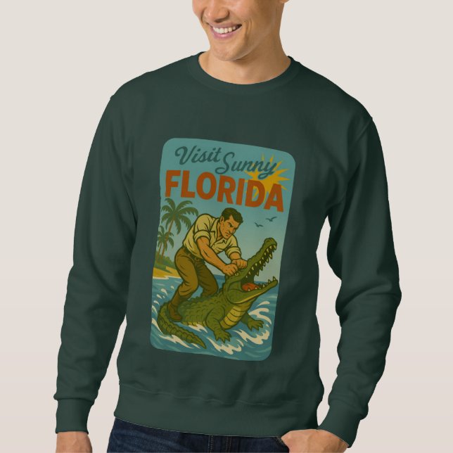 Moletom Florida Alligator Wrestling | Funny Retro Coastal (Frente)