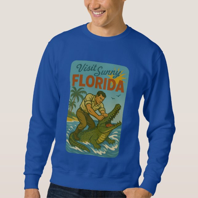 Moletom Florida Alligator Wrestling | Funny Retro Coastal (Frente)