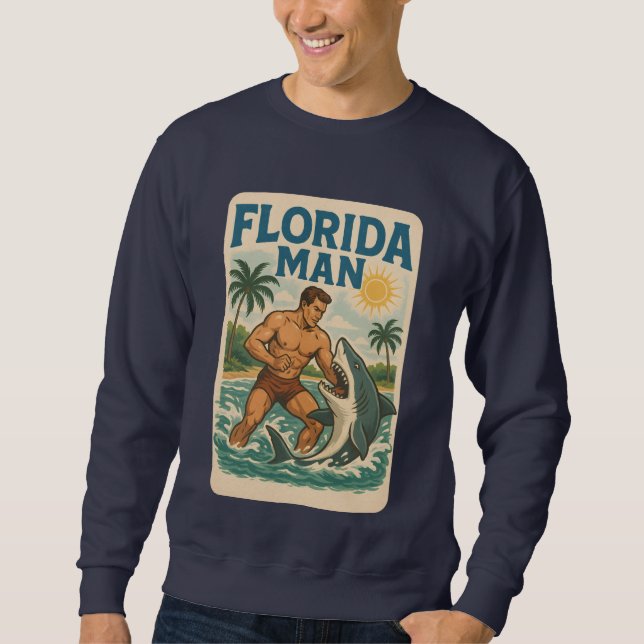 Moletom Florida Man Shark Wrestling | Retro Graphic Beach (Frente)