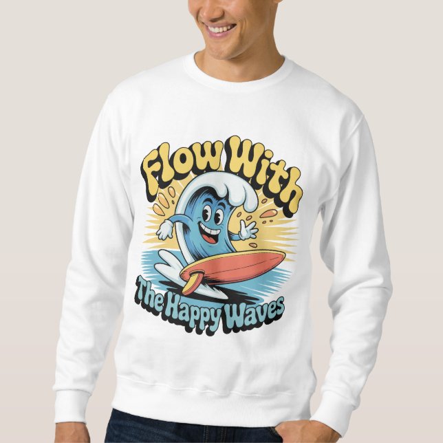 Moletom Flow With The Happy Waves Surf Style Men’s Tee (Frente)