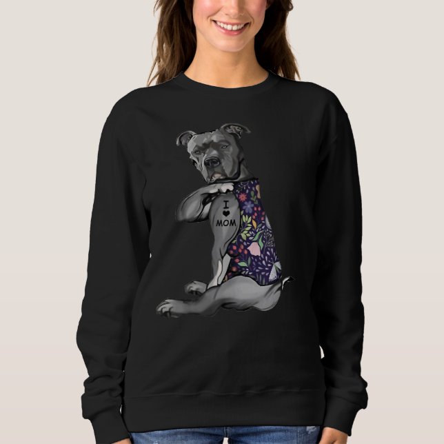 Moletom Flowbull Eu Amo Mamãe Hippie Dog Pitbull (Frente)