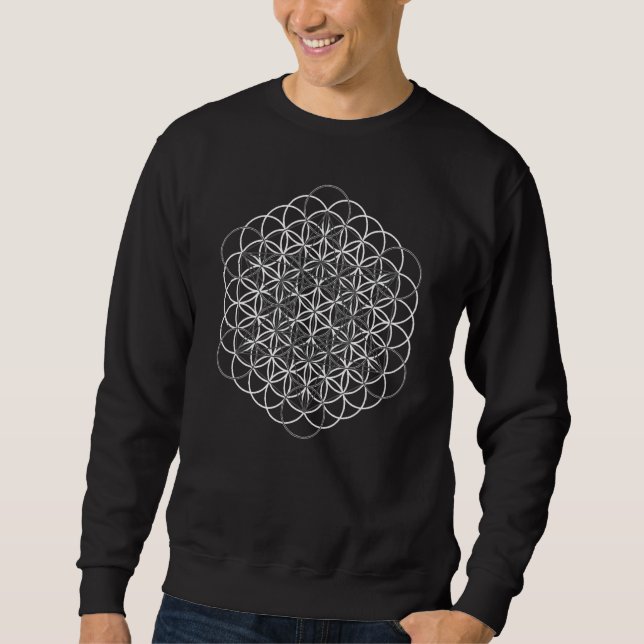 Moletom Flower of Life Metatron Sacred Geometry Grunge Aes (Frente)